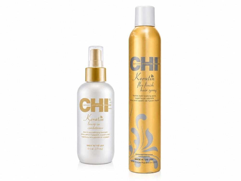 CHI Keratin Leave-In Conditioner & Flex Finish Hair Spray Duo Set 2 Pc